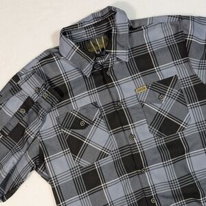 Dixxon Flannel Adamantium Flannel Mens Large Wolverine Plaid X-Men Black Grey